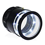 10X Illuminated Jewelers Loupe Magnifier with Interchangeable Reticle Scale, LED Light, 25mm Field of View, for Jewelry,Gems, Coins, Hobby Tool (1 Glass Scale Chart)
