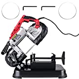 VEVOR Portable Band Saw, 110V Removable Alloy Steel Base Cordless Band Saw, 5 Inch Cutting Capacity Hand held Band Saw,Variable Speed Portable Bandsaw, 10Amp Motor Deep Cut Band saw for Metal Wood