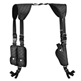 Pvnoocy Shoulder Holster for Pistols Adjustable Vertical Concealed Carry Holster for Men with Double Magazine Pouch Fit 1911,Glock 19, 17,43 Shield 9mm