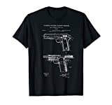 1911 Retro Vintage Handgun Diagram Blueprint Pistol 45ACP T-Shirt