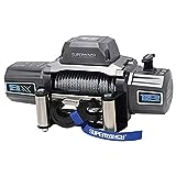 Superwinch 1712200 SX12 12V DC Winch 12,000 lb/5,443 kg Single Line Pull with Roller Fairlead, 3/8in x 85ft Steel Wire Rope, Corded Handheld Remote