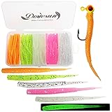 Dovesun Crappie Lures Kit, Soft Plastic Fishing Lures Crappie Walleye Trout Bass Fishing Baits Fishing Worms 100Pcs with Trackle Box