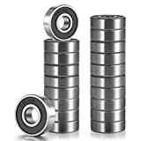 ANCIRS, 20 Pack 608-2RS Ball Bearing - Double Rubber Sealed Shielded Miniature Deep Groove 608rs Bearings for Skateboards, Inline Skates, Scooters, Roller Blade Skates & Long boards (8mm x 22mm x 7mm)
