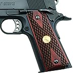 Altamont 1911 Grips - Full Size 1911 Wood Grips - Made in USA - Gold Medallion Ambi Safety Grips fit Commander, Standard & Government 1911 Models - Rosewood