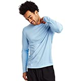 Hanes Men's Long Sleeve Cool Dri T-Shirt UPF 50+, Large, 2 Pack ,Light Blue