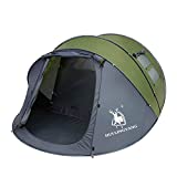HUI LINGYANG 6 Person Easy Pop Up Tent,12.5’ x 8.5‘ x53.5,Automatic Setup,Waterproof, Double Layer,Instant Family Tents for Camping,Hiking & Traveling,Green