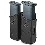 HQDA Double Magazine Pouch, 9mm .40 Double Mag Pouch Fits Glock 17 19 23 43 Adjustable Retention Double Stack Mag. Holder for Taurus CZ S&W Sig Sauer Beretta H&K Colt Browning Springfield Ruger CANIK