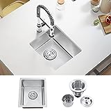 13 Inch Nano Coating Bar sink, ATTOP 13''x15'' Undermount Handmade Stainless Steel Kitchen Sink Single Bowl Basin With Strainer