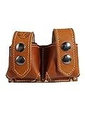 Barsony New Saddle Tan Leather Revolver Double Speed Loader Pouch for 6-7 Shot .357