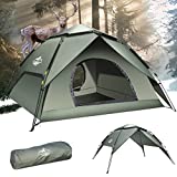 Instant Pop Up Tents for Camping, 2-3 Person Camping Tent Automatic 60s Setup Dome Tent, 2 in 1 Double-Layer Waterproof Family Tent for Hiking Backpacking