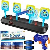 Digital Shooting Target with Foam Dart Toy Shooting Blaster for Nerf Guns Toys,Scoring Auto Reset 4 Digital Running Targets with Light and Sound Effect,Toys for Age of 5 6 7 8 9 10Years Old Boys Girls