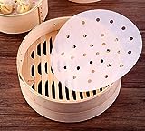 100pcs Air Fryer Liners, 10 inches Bamboo Steamer Liners, Premium Perforated Parchment Steaming Papers, Non-stick Steamer Mat