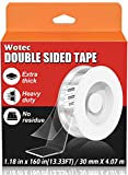 Extra Large Double Sided Mounting Tape Removable 1.18' x 160”, Clear & Tough Nano Double Sided Tape Heavy Duty, Multipurpose Tape Picture Hanging Strip Adhesive Poster Carpet Tape