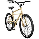 Retrospec Sully Klunker High-Tensile Steel Frame Beach Cruiser Bicycle Single Speed Bike with BMX Threadless Steering, Wide Tires and Tuck n’ Roll Saddle, Desert Sand 26'