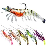 TRUSCEND Fishing Lures for Bass, Pre-Rigged Soft Shrimp Lures for Saltwater Fishing, Best Bottom Fishing Lure with VMC Hook, Fishing Bait for Saltwater & Freshwater, Bass Fishing Jigs