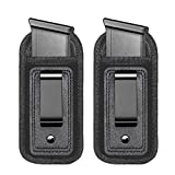 2-Pack Universal Magazine IWB Concealed Carry Holster, Single Double Stack Mags Pouch for Glock 17 26 43 Sig 1911 S&W M&P 9mm .40 .45 Fits 7 10 15 Round Ammo Clips for Pistols