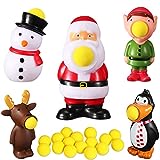 Christmas Popper Toys Santa Claus Shooter Foam Balls Snowman Elf Shooter Toys Elk Plush Balls for Kids Xmas Holiday Party Favors Gifts (Cute Style, 5 Pieces)