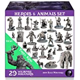 Wildspire Heroes, Animals & Troll for DND Miniatures 28mm Bulk Dungeons and Dragons Miniatures I D&D Miniatures DND Minis Fantasy Miniatures & D&D Figures Starter Set DND Accessories DND Gifts