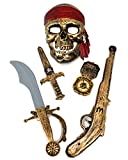 GIFTEXPRESS 5-piece Halloween Pirate Costume Accessories for Kids, Pirate Role Play Set /Halloween Costumes for Boys/Pirate Paraphernalia (Pirate Sword, Compass, Dagger, Mask, Gun)