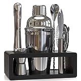 Highball & Chaser Elite 6-Piece Cocktail Shaker Set: Complete Bartender Kit for Home Bar Stainless Steel Mixology Bartender Kit with Stand Cocktail Set for Beginners | Plus E-Book with 30 Recipes