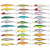 Fishing Lures Set Large Hard Bait Minnow Lure with Treble Hook Swimbait Fishing Bait Sinking Lure for Bass Trout Walleye Redfish Saltwater Freshwater (30PCS-A)