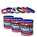 24 PCS Baseball Motivational Silicone Wristband for Kids - Personalized Silicone Rubber Bracelets - Sports Prizes - Party Favors and Supplies - Birthday Party Goodie Bag Stuffers - Carnival/Events
