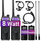 BaoFeng Radio High Power Ham Radio Handheld 144-148Mhz/420-450Mhz Upgraded BaoFeng UV-5R with Rechargeable 3800mAh Battery Walkie Talkie with TIDRADIO Programming Cable (2 Pack)