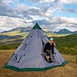 Winterial 6-7 Person Teepee Tent - 12'x12' Family 4 Season Camping Yurt Festival Tent, Windows, Mesh Vents, 15lbs, Includes Stakes, Poles, Guylines, Rain-Cap, Stabilizer and Large Travel Bag