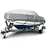 Budge 1200 Denier Boat Cover fits Center Console V-Hull Boats B-1231-X5 (18' to 20' Long, Gray)