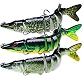TRUSCEND Fishing Lures for Bass Trout Multi Jointed Swimbaits Slow Sinking Bionic Swimming Lures Bass Freshwater Saltwater Bass Lifelike Fishing Lures Kit…