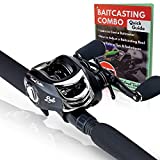 Tailored Tackle (Left Handed Bass Fishing Rod Reel Baitcasting Combo 7 Ft 2 -Piece | Casting Rods Power: Med. Heavy Fast Action | 7 BB Baitcast Gear Ratio - 6.3:1 | Baitcaster Pole