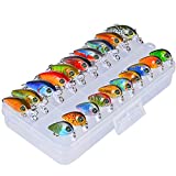 Sunlure Crankbaits Fishing Lures Kits Swimbait Wobbler Hard Baits Mini Lure for Bass Trout Pike Freshwater Saltwater 20pc/Pack + Fishing Tackle Box