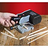 MicroLux® Mini Miter/Cut-Off Saw, includes a powerful 7800 rpm motor, has precision accuracy to cut steel, brass, aluminum, wood, rods, tubing, square stock, molding, plastic, and almost anything
