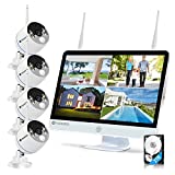 YESKAMO Long Range Wireless Outdoor Home Security Camera System with 16inch 1080p IPS Monitor 2TB Hard Drive [Floodlight & Audio] 3MP Spotlight IP Cameras 8CH WiFi Surveillance System 2 Way Audio