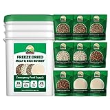 Valley Food Storage Freeze Dried Meat & Rice Bucket | 76 Servings Premium Emergency Food Supply, Contains 1,044 g Protein | Non-GMO Survival Food 25 Year Shelf Life | Prepared Foods Survival Kits