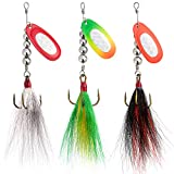 Dr.Fish 3 Pack Musky Spinners, Bucktail Spinnerbait French Blade 3/4oz 6 Inches Muskie Lures, Stainless Steel Shaft Beads Treble Hooks Freshwater Kokanee Bass Lures Mixed Colors