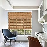 TJ Global Bamboo Roll Up Window Blind Sun Shade, Light Filtering Roller Shades with Valance (Caramel Toffee, 40' x 64')