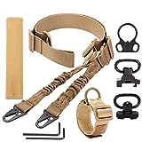Ratulie 2 Point Sling Quick Adjust QD Rifle Sling Rifle Strap with Shoulder Pad and Rifle Sling Mount Shotgun Rifle Slings Tactical with 2 Pcs QD Sling Mount Swivels and 1Pcs D Ring Loop