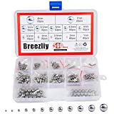 Breezliy 590Pcs 1-8mm Metric Precision 304 Stainless Steel Assorted Loose Bicycle Bearing Steel Ball Assortment Kit（12 Sizes）