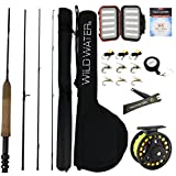 Wild Water Standard Fly Fishing Combo Starter Kit, 5 Foot 6 Inch Graphite Rod, 3-Weight, 4-Piece Fly Rod Kit, Includes Die Cast Aluminum Reel, Fly Box, Flies and Hard Tube Case with Pouch