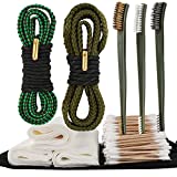 9mm Gun Bore Snake Cleaning Brushes Universal Gun Cleaning Kits Set for Pistol Rifle Caliber .22.357.38.380 5.56mm Cleaning Swabs Patches with Compact Bag (Standard)