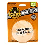 Gorilla Tough & Clear Double Sided Adhesive Mounting Tape, Extra Large, 1' x 150', Clear, (Pack of 1)
