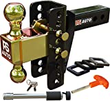 Adjustable Trailer Hitch – Automotive Trailer Hitch, Adjustable, Ball Mount Hitch for Towing Motorcycle & Powersports - 20,000 LBS, 2 and 2-5/16 inch Balls, Solid Tube Hitch - Gooseneck
