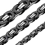 Black Stainless Steel Flat Byzantine Link Chain Necklace for Men 6mm 20 Inch