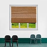 TJ GLOBAL Cordless Bamboo Roman Window Blind Sun Shade, Light Filtering Shades with 7-Inch Valance - Natural Woven Bamboo (24' x 64')