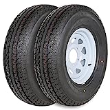 2 Pack Trailer Tire,ST205/75R15 205 75R15 Tire With Rim, 8-Ply Load Range D
