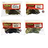 Bundle: Zoom Baby Brush Hog Bait Lures - 5 1/4' Watermelon Red 12 Pack, 5 1/4' Green Pumpkin 12 Pack, 5 1/4' June Bug 12 Pack and 5 1/4' Baby Bass 12 Pack