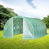 Aoxun 20'x10'x7' Large Walk-in Garden Greenhouse,Tunnel Greenhouse with 12 Roll-Up Windows, Hot House Portable for Plants Outdoor in Winter ,Green