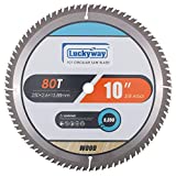 Luckyway 10 Inch Miter/Table Saw Blades 80T with 5/8 Inch Arbor TCT Circular Saw Blade for Cutting Wood
