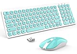 SOOOO Wireless Keyboard and Mouse Combo, Ultra Thin Quiet Portable Wireless Keyboard and 2.4GHz Wireless Mouse with Nano USB Receiver for Windows Laptop PC Notebook (White(Blue Keys))
